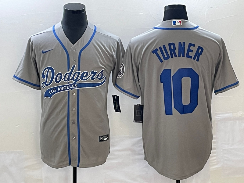 Men's Los Angeles Dodgers Justin Turner #10 Gray Jersey Joint Edition